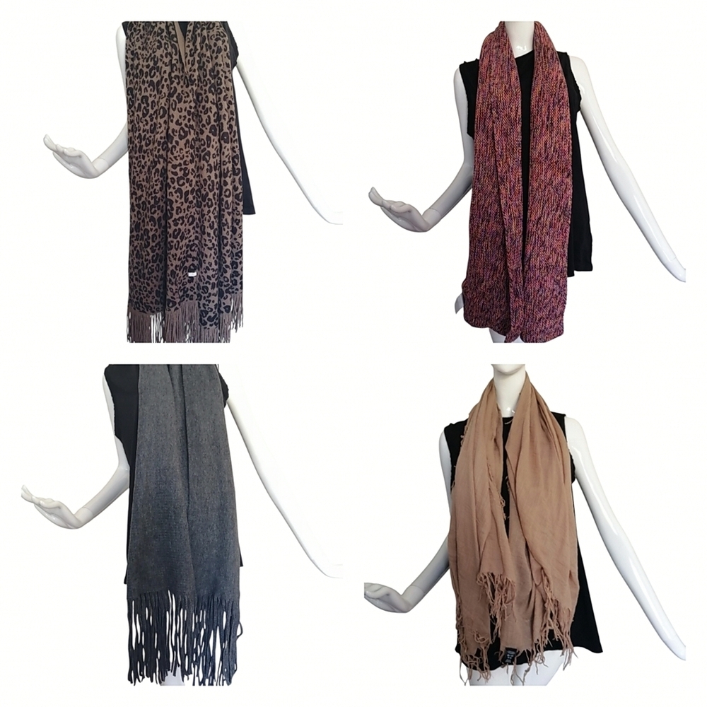 Stylish Women's Scarf Collection - Leopard, Pink, Gray, Tan